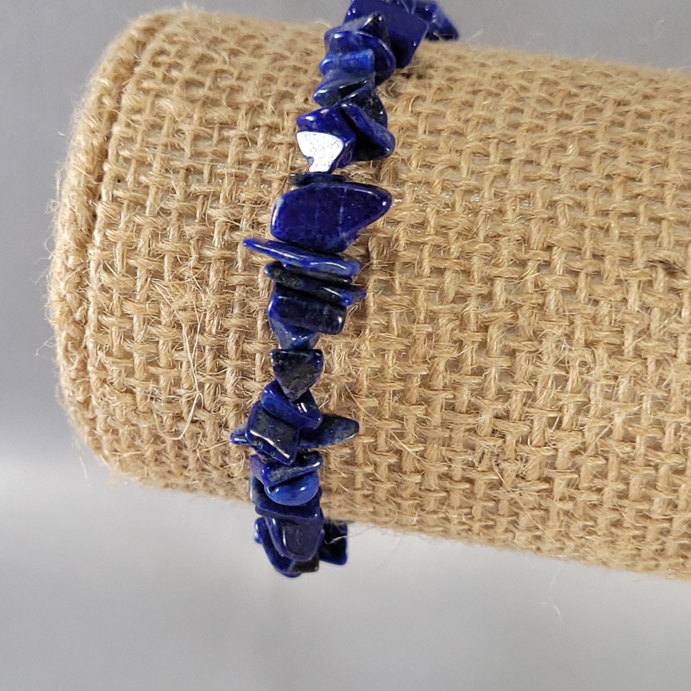 JKC Jewelry Bracelet Blue Lapis Lazuli Chip Sterling Silver Tag 925
